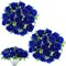 Blue Cemetery Flowers for Grave Vases - 2 Pack Artificial Silk Rose Bouquets | Outdoor Memorial Floral Arrangements for Gravesites & Tombstone Decor